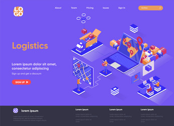 logistics isometric landing page vector