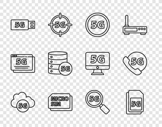 set line cloud 5g network sim card micro modem vector image