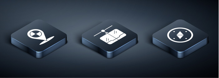 set isometric map pointer with taxi compass vector image