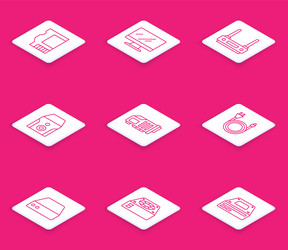 set line sd card computer monitor screen router vector image