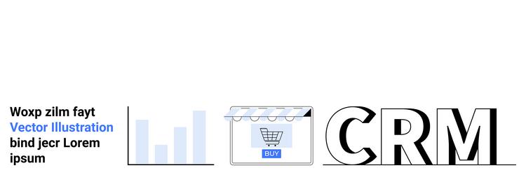 crm concept with shopping cart and analytics chart vector image