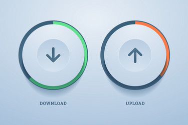 download and upload buttons with progress bar vector