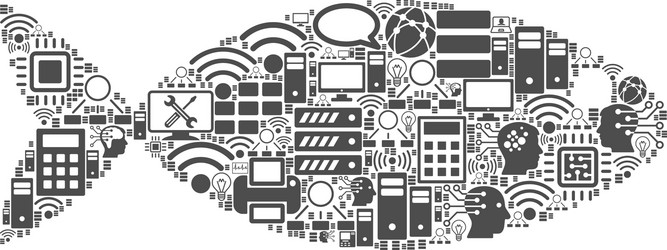 Fish mosaic icon for bigdata and computing vector