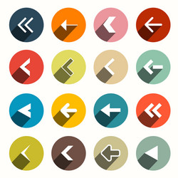 flat design arrows with shadows set in circles vector image