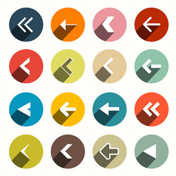 flat design arrows with shadows set in circles vector