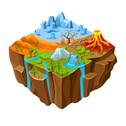 Ground landscape computer game isometric design vector