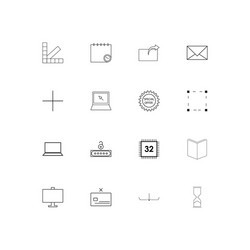 Internet technologies linear thin icons set vector