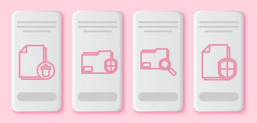set line delete file document folder vector image