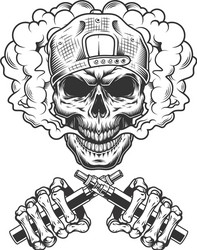 vintage monochrome hipster skull in cap Vector Image