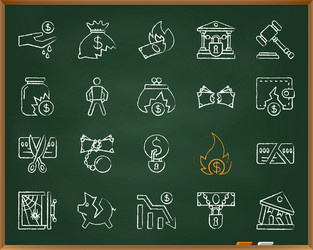 bankruptcy chalk draw line icons set vector