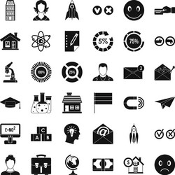 internet learning icons set simple style vector image