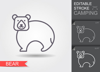 Line bear icon outline symbol for website design vector