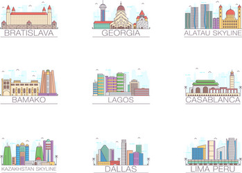Skyscraper buildings flat pack Royalty Free Vector Image