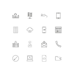 Internet technologies linear thin icons set vector