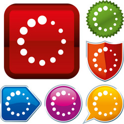 set shiny icon series on buttons processing vector image
