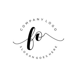 Initial fo handwriting logo with circle template Vector Image