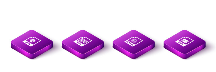 set isometric avi file document txt html and eml vector image