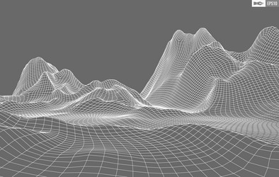 wireframe landscape on white background abstract vector