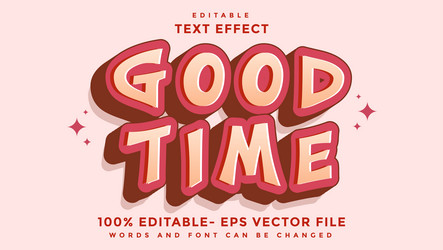 3D Minimal Good Time Text Effect vector image