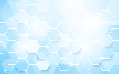 Abstract blue hexagon shape and wavy lines Vector Image