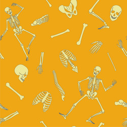 flat line human skeleton seamless pattern vector