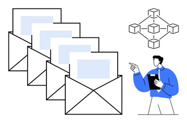 email workflow with data networking concept vector image