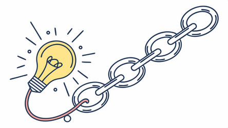 idea chained to progress lightbulb and link vector image