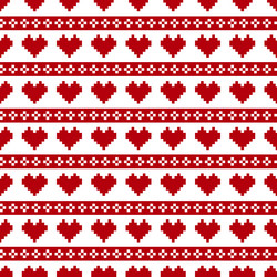 seamless pattern red pixel hearts with patterns vector image