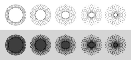 editable stroke fractal circles pattern collection vector image