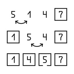 insertion sort algorithm line icon vector image