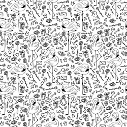 seamless pattern with valentines day doodles vector image