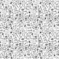 seamless pattern with valentines day doodles vector