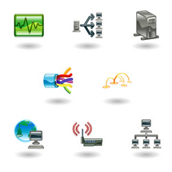 Computer network icons Royalty Free Vector Image