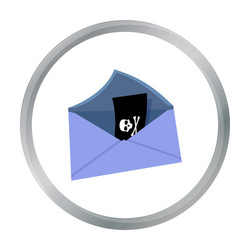 E-mail with virus icon in cartoon style isolated vector