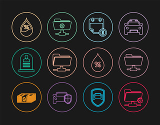 set line ftp settings folder calendar and clock vector image