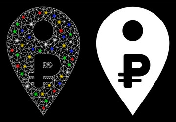 glossy mesh wire frame rouble map marker icon vector image