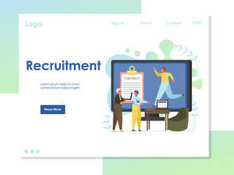 Recruitment website landing page design vector