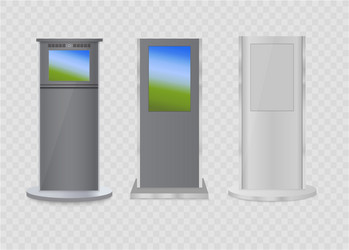 Set of information kiosks with blank screens vector