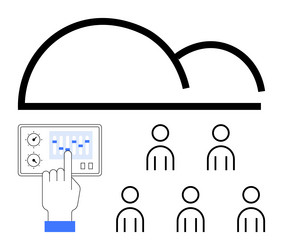 cloud computing and user management with hand vector image