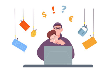 fraud work dangerous hacker working in internet vector image