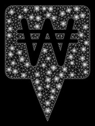 glossy mesh 2d korean won map pointer with flare vector image