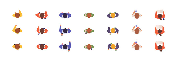 People in crowd top view icon set Royalty Free Vector Image