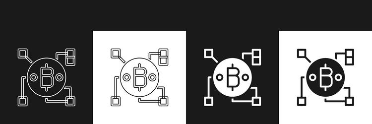 set blockchain technology bitcoin icon isolated vector image