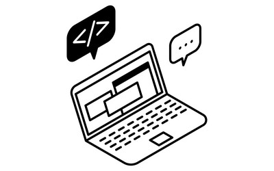 simple line drawing icon programming on laptop vector image