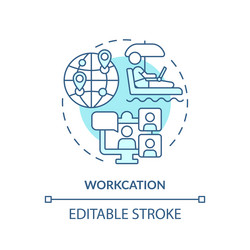 Thin line simple blue workcation icon concept vector