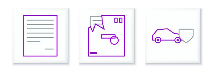 set line car with shield document and ordered vector image