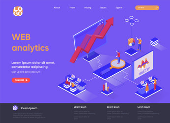 web analytics isometric landing page vector