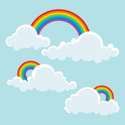 Rainbow with clouds set Royalty Free Vector Image