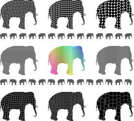 elephant silhouette mosaic set vector