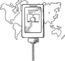 sketch of tablet with search icon on a display vector image